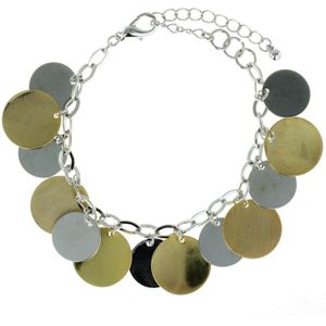 Behave Armband met ronde hangers goudkleurige-zilverkleurig