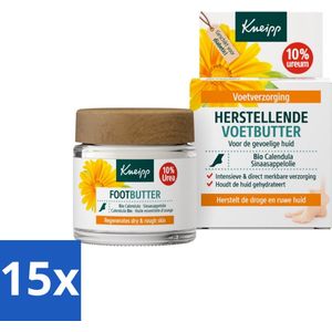 15 x Kneipp - Voetbutter - Calendula - Met citrusgeur - 100 ml - Panthenol - Vitamine E - Citrusgeur - Vegan - Natuurlijke Ingrediënten