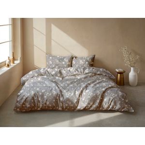 Zohome - Aria - Dekbedovertrek - Grijs - Eenpersoons - 100% Katoen-Flanel - 140x220 + 1 sloop 60/70 cm