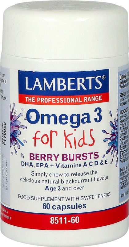 Omega 3 voor Kids - Zwarte Bessen - 2 Capsules - Vitamines A, C, D, E