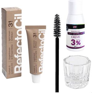 Refectocil Wenkbrauwverf 3.1 Lichtbruin - Wenkbrauwverf Set incl. Brush & Mengglas - 15 ml