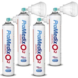 Promedix PR-994 - Set van 4 stuks Draagbare zuurstofinhalator in een blik 99,4% O2 12L