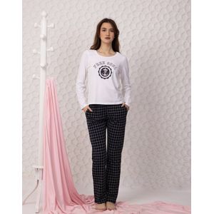 VANILLA - Free Soul dames pyjama - Pyjamasets - Egyptisch katoen - Wit - 8919 - XL