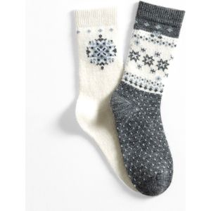 Damart - Set van 2 paar sokken van met wol gebreide Thermolactyl - Dames - Grijs - 36/38