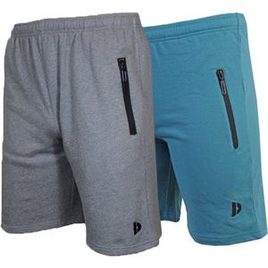 2-Pack Donnay Joggingshort - Sportshort - Heren - Maat L - Silver-marl/Vintage blue