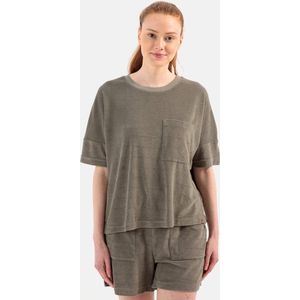 camel active Terry shirt met ronde hals - Maat womenswear-XS - Khaki