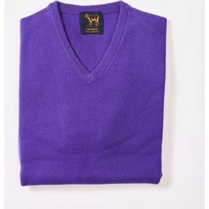 Osborne Knitwear Trui met V hals - Sweater heren in Lamswol - Pullover Heren - Jacaranda - XL