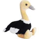 Knuffeldier Struisvogel Biggy - zachte pluche stof - wilde dieren knuffels - zwart/wit - 34 cm/25 cm