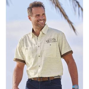 ATLAS FOR MEN - Herenhemd - Beige - Korte Mouwen