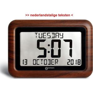 GEEMARC VISO10 digitale JUMBO kalender klok met onverkorte dag / datum / tijdweergave - Hout - dementieklok