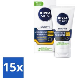 NIVEA MEN - Sensitive - Gezichtscrème met SPF 15 - 75 ml - Bulkverpakking - 15 stuks