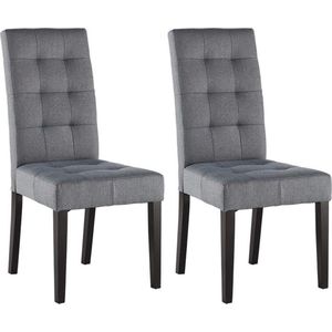 Set van 2 stoelen VILLOSA - grijze stof & donker houten poten L 48 cm x H 100 cm x D 61 cm