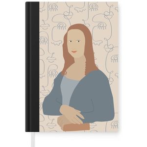 Notitieboek - Schrijfboek - Pastel - Mona Lisa - Beige - Notitieboekje klein - A5 formaat - Schrijfblok
