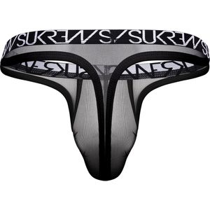 SUKREW Sheer Low-rise Thong Underground Black - MAAT XS - Erotisch Heren Ondergoed - String voor Man - Sexy mannen String