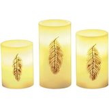 LED Wachskaarsen Golden Feather - Wit/Goud - 3 x AAA Batterij - Met Schakelaar