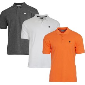 3-Pack Donnay - Polo (Noah) - Sportpolo - Heren - Charcoal/White/Apricot orange (578) - maat XL