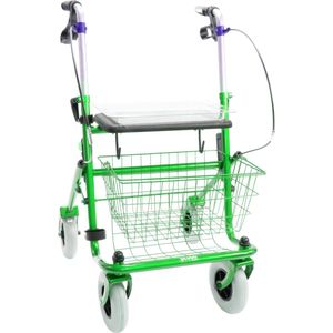 Premis Provo - Rollator - 2de Generatie - Voorzien van verlengde duwbuizen - in hoogte verstelbaar van 92 cm tot 112 cm - Metallic Appelgroen