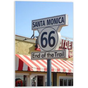 Forex - Bord met Tekst: ''Santa Monica, 66, End of the Trail'' - 40x60cm Foto op Forex