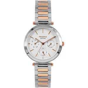 Prisma Horloge P.1341 Dames Edelstaal Multi-Functie Saffier