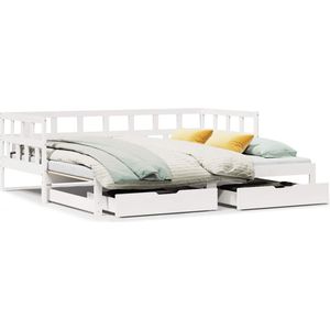 vidaXL - Slaapbank - met - onderschuifbed/lades - zonder - matras - 90x200 - cm - wit