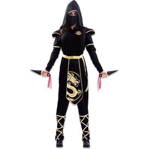 Witbaard Verkleedpak Ninja Dames Polyester Zwart/goud Mt M/l