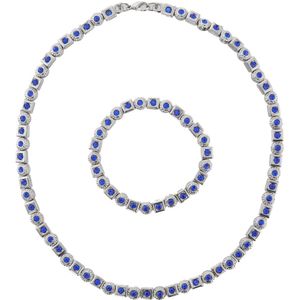 Behave - Klassieke Ketting en Armband Set met Blauwe Stenen