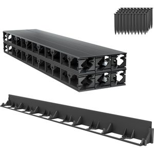 Aufun 12 M Flexibele Gazonrand Kunststof, Bestratingsrand, Borderrand, Maaikant, Randsteen Met 50 Grondankers, Zeer Goed Om Gazonrandstenen Te Verwerken, 58 mm Hoog, Zwart
