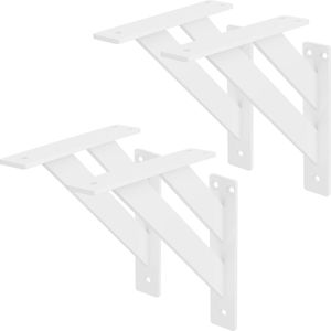 Set van 2 muurbeugels Plankdrager 2x 180 x 180 mm wit gemaakt van aluminium ML design