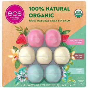 EOS Organic Lip Balm Care Collection - 7 Pack - Gift set - Sweet Mint - Vanilla Bean - Strawberry Sorbet