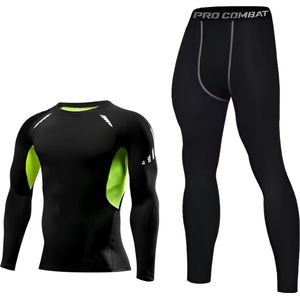 E-shop4u® - Winter Thermokleding Mannen - Lange Johns Base Layer - Warmte-Isolerend - Sport Fitness Leggings - Zwart - Maat M (50-60kg)
