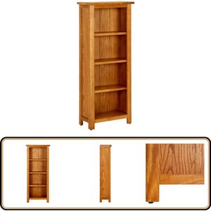 vidaXL Boekenkast - 4 schappen - Massief eikenhout Boekenkast - Eikenhouten Boekenkast - Landelijke Boekenkast - Vintage Boekenkast - Bibliotheek