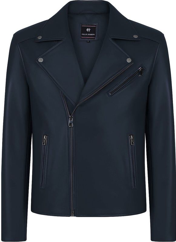 Felix Hardy - Leren Jas - Navy - Heren - Met Rits - XL