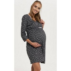 Italian Fashion Ekaja zwangerschaps- en voedingsnachthemd met sterrenprint - donkergrijs S