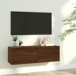 The Living Store TV-meubel - Trendy ontwerp - TV-kast - Afmetingen- 100 x 30 x 30 cm - Kleur- bruineiken - Materiaal- bewerkt hout
