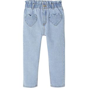 Vertbaudet - Paperbag - Jeans - Blauw - 100% Katoen, Hoge Taille, Hartzakken