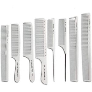 Professionele koolstofvezelkammen - hittebestendig en antistatisch - 8 stuks - wit