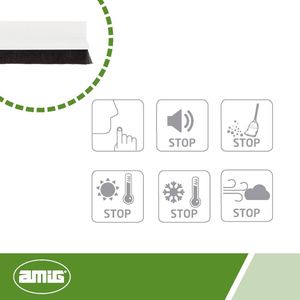 Zelfklevende tochtstrip voor ingangs- of doorgangsdeuren - haarborstel - kunststoffolie - wit PVC tochthond buitendeur