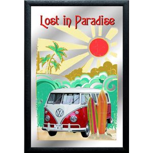 VW Bus Lost in Paradise volkswagen Spiegel 20x 30 cm