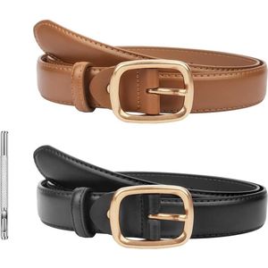 2 Pack Koeienhuid Riem voor Vrouwen met Gespsluiting