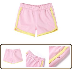 Kindershorts met bies - Maat 104 - Felroze Kindershorts - Kindershorts - Kindershorts Met Elastische Taille - Shorts Voor Kinderen