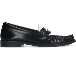 Manfield Leren Loafers Zwart/Wit