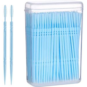 Inovra Plus - Interdentale borstels voor tandenreiniging - Dubbelzijdig siliconen reinigingsgereedschap - Blauw - Effectieve interdentale borstel met dubbele kop