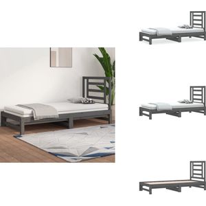 vidaXL Slaapbank - Slaapbanken - Bedbank - Bed - Slaapbank uitschuifbaar massief grenenhout grijs 2x(90x200) cm