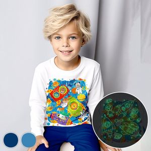 Ruimte Dieren - Glow-in-the-dark pyjama - donker blauw - maat 80-86 - 1 jaar - 100% katoen