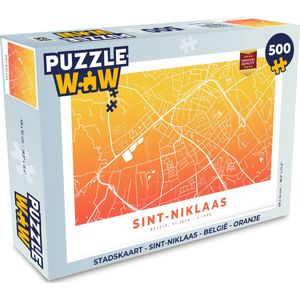 Puzzel Stadskaart - Sint-Niklaas - België - Oranje - Legpuzzel - Puzzel 500 stukjes - Plattegrond