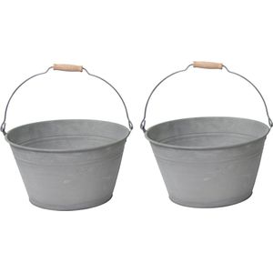 3x Stuks Zinken Emmers-bloempotten-plantenpotten Met Handvat 6 Liter   Emmers