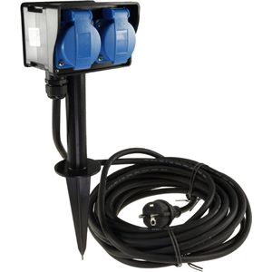 ChilliTec - Tuinstopcontact - Zwart - 10m Kabel - IP44 Waterdicht
