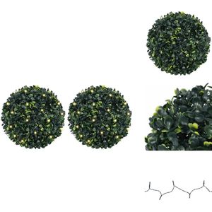 vidaXL Kunstmatige Buxus Bal - Kunstmatige Buxus Ballen - Kunstmatige Bal Vormsnoei - Faux Bal Vormsnoei - Kunstbuxusballen met LED-verlichting 2 st 45 cm groen