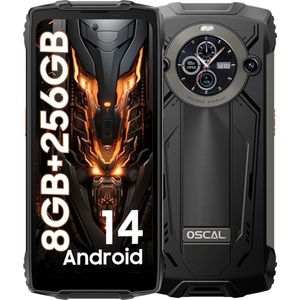 Smartphone Oscal PILOT 2 - 8GB/256GB - 8800mAh(45W) - IP68 - Camera 50MP - NFC - Dual SIM - Zwart