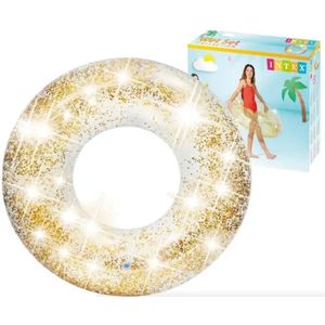 Intex Gouden Sparkling Glitter Zwemring 119 CM - Zwemband - Luchtbed Zwembad - Strand Luchtbed - Lounge